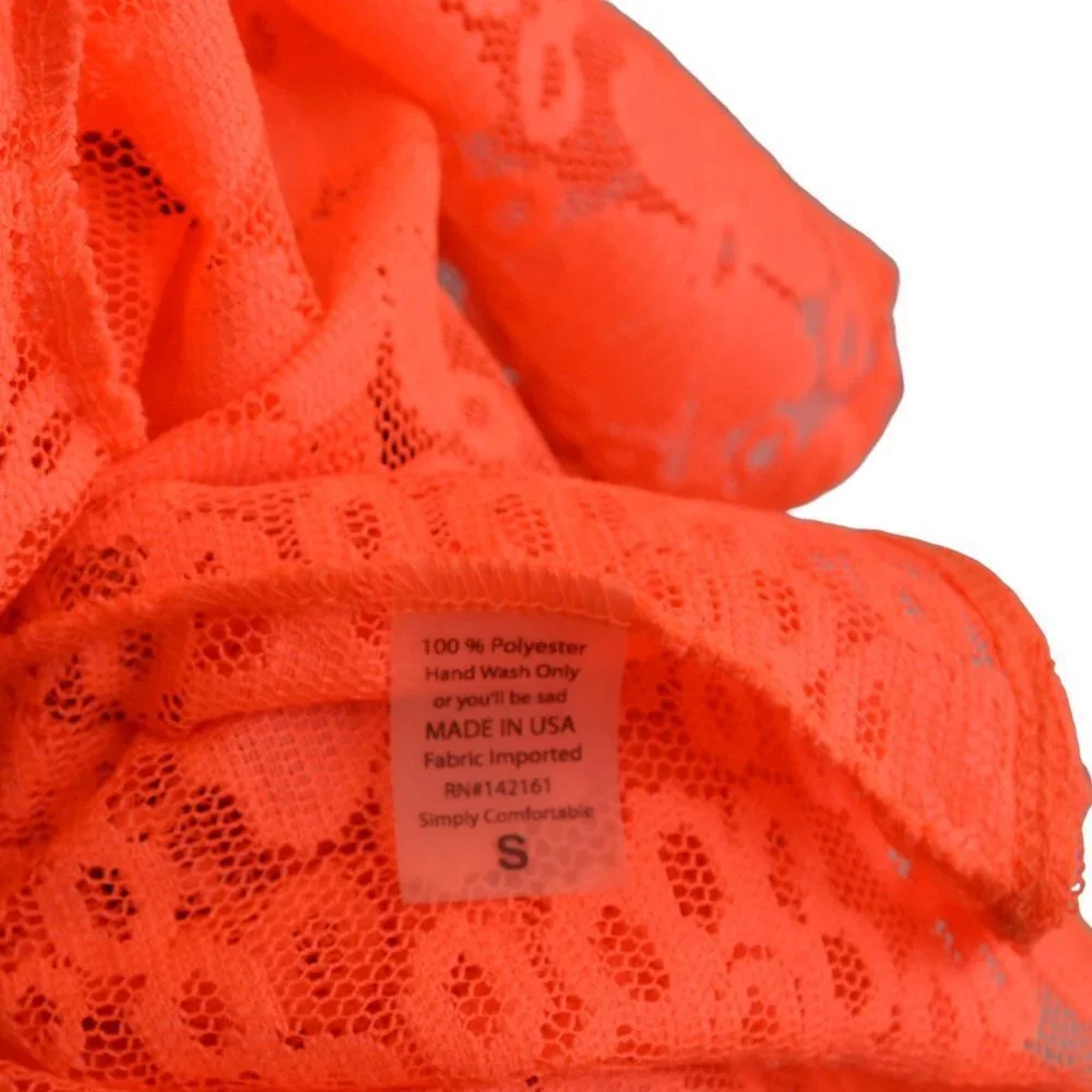 LuLaRoe Lindsay Kimono Neon Orange Floral Lace, Light Cover Up Halloween Fall - Picture 8 of 8